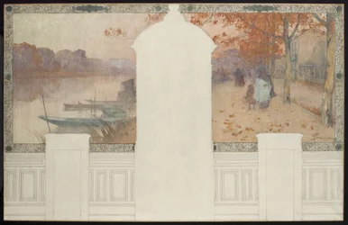 Skizze für das Rathaus von Asnières: Herbst, die Seine bei Asnières, ca. 1900