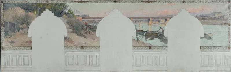 Skizze für das Rathaus von Asnières: Sommer. Die Seine bei Asnières, circa 1900