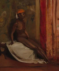 Sitzende afrikanische Frau
