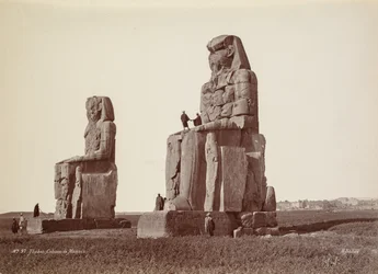 Theben, die Kolosse von Memnon, 1870er