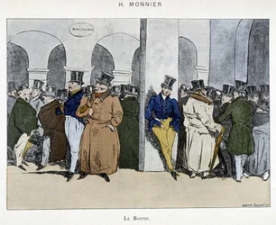 Geschäftsleute der Pariser Börse - Zeichnung von Henri Monnier, frühes 19. Jahrhundert
