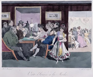 Ein Abend in Mode - in „Esquisses parisiennes“ von Henri Monnier, ed. Delpech, Paris