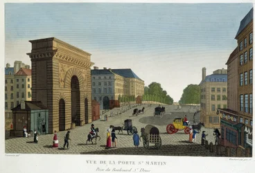 Vue de la Porte St Martin - in „Vues de Paris“ von Courvoisier