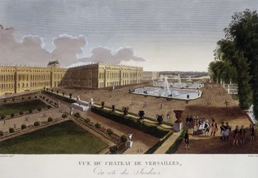 Schloss Versailles auf der Seite der Gärten - in „Views of Paris“ von Courvoisier