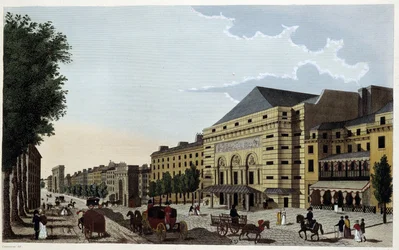 Théatre de la Porte Saint Martin. Gravur von Courvoisier