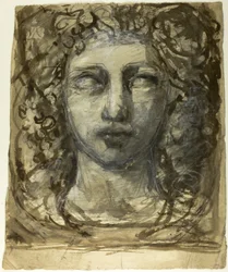 Studie eines weiblichen Kopfes (recto); Klassischer männlicher Kopf (verso)