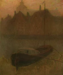 Boot auf dem Kanal (Morgen)