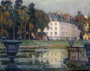 Der Neptunbrunnen in der Dämmerung