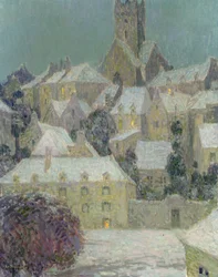 Winterabend, Blick auf eine Stadt