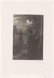 Héro und Ursule bei einem Brunnen im Mondlicht