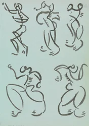 Fünf Studien von tanzenden Figuren