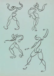 Vier Studien von tanzenden Figuren