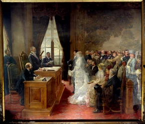 Die standesamtliche Trauung von Mathurin Moreau im Pariser Rathaus 1881