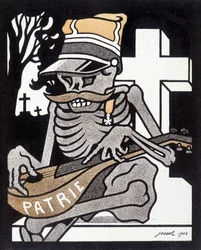 Skelett eines ehemaligen Soldaten, der für das Vaterland getötet wurde. Philosophisch, metaphysisch usw. zum Thema Tod. In 