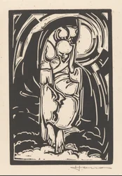 Figur, die ihr Kinn hält