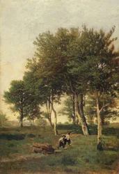 Landschaft mit zwei Jungen, die Brennholz tragen, 1894