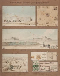 Sechs Ansichten und Zeichnungen des Lake Natron in Libyen, gemacht während der Erkundungsmission der ägyptischen Armee unter der Leitung von General Andreossy, 1799