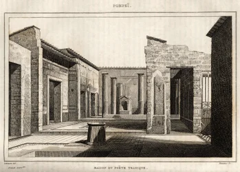 Das Haus des tragischen Dichters in Pompeji, Gravur von Labrouste