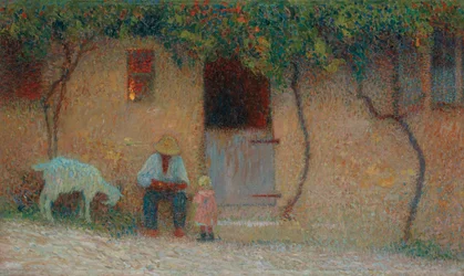 Bauer vor seinem Haus in Labastide-du-Vert, um 1910
