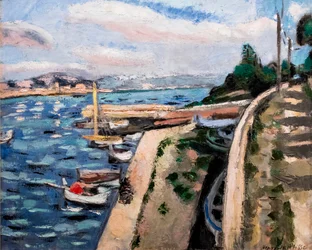 Boote in einem Hafen, ca. 1926