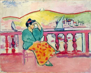 Dame auf einer Terrasse