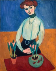 Junge Frau mit Tulpen