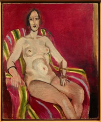 Sitzender Akt auf rotem Hintergrund 1925