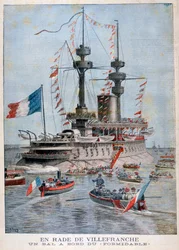 Ein Ball an Bord des Schlachtschiffs Formidable, Villefranche Hafen, Frankreich, 1896