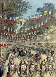 Ankunft des Zarewitsch Georg Alexandrowitsch Romanow in Nizza 1896 (Gravur)