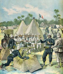 Verteilung von Alkohol an koloniale Truppen in Dahomey