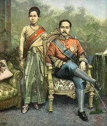 Porträt von König Rama V. und Königin Savang Vadhana