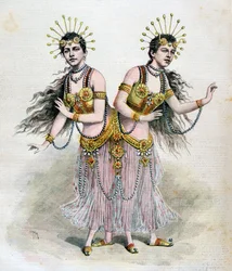 Rosa und Josepha Blazek, siamesische Zwillinge aus Böhmen, 1891