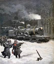 Zug blockiert durch Schnee, Frankreich, 1892