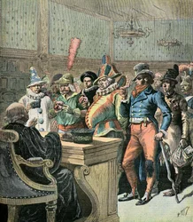 Junge Leute in Verkleidung verursachen Unruhe