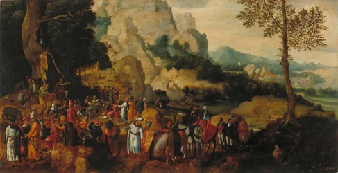 Landschaft mit Johannes dem Täufer predigend