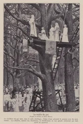 Druiden schneiden die Mistel am sechsten Tag des Mondes (Lithografie)