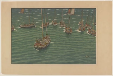 Boote vor Anker in Tréboul, Platte 5 aus "Le Beau Pays de Bretagne"