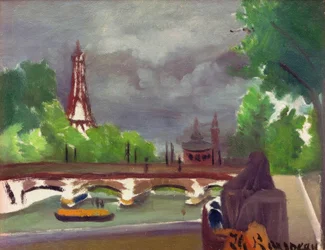 Skizze, Blick auf den Eiffelturm und den Trocadéro