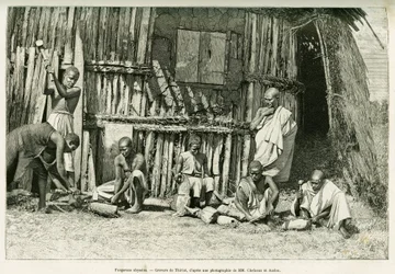 Abessinische Schmiede. Gravur von Thiriat, nach einer Fotografie, zur Illustration der Geschichte „Reise nach Choa (Südliches Abessinien)“
