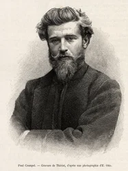 Porträt von Paul Crampel (1864-1891), französischer Entdecker Zentralafrikas. Gravur von Henri Thiriat zur Illustration der Geschichte „La mission Crampel“ von Albert Nebout (1862-1939), 1890, in Le tour du Monde 1892, herausgegeben von Edouard Charton (18