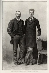 Porträts der Entdecker Gabriel Bonvalot (1853-1933), Autor der Geschichte, und Prinz Henri d