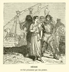 Julius Caesar wird von kilikischen Piraten gefangen genommen, während er die Ägäis überquert, ca. 75 v. Chr.