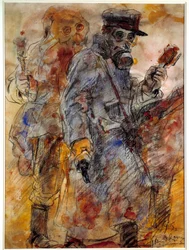 Erster Weltkrieg: Grenadier (Granatwerfer) - Zeichnung von Henri de Groux (Henry de Groux) (1866/1867-1930)
