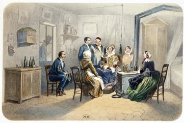 Nachtwache: Eine Lesung an der Tür von de Montaut (Hausmeisterloge), 19. Jahrhundert