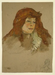 Mme Lili Grenier (recto); Landschaft mit Kirche (verso)