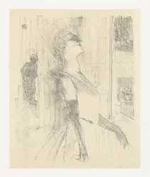 Porträt der Schauspielerin Yvette Guilbert während eines Auftritts