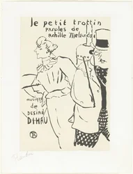 Frau als Laufmädchen und Mann mit Hut