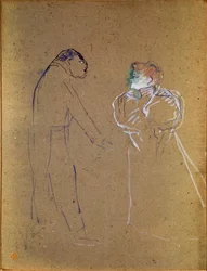 Lucien Germain Guitry (1860-1925) und Jeanne Granier. Zeichnung von Henri de Toulouse-Lautrec