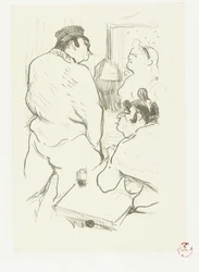 Zwei Frauen und ein Mann im Bordell