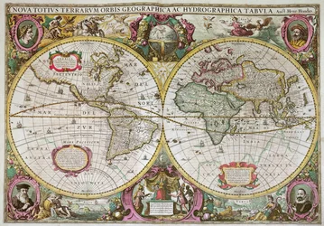 Eine neue Land- und Wasserkarte der gesamten Erde, 1630